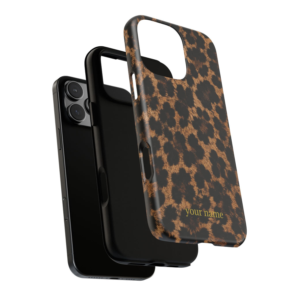 Leopard Print Phone Case — Personalized "your name" Monogram Tough Case