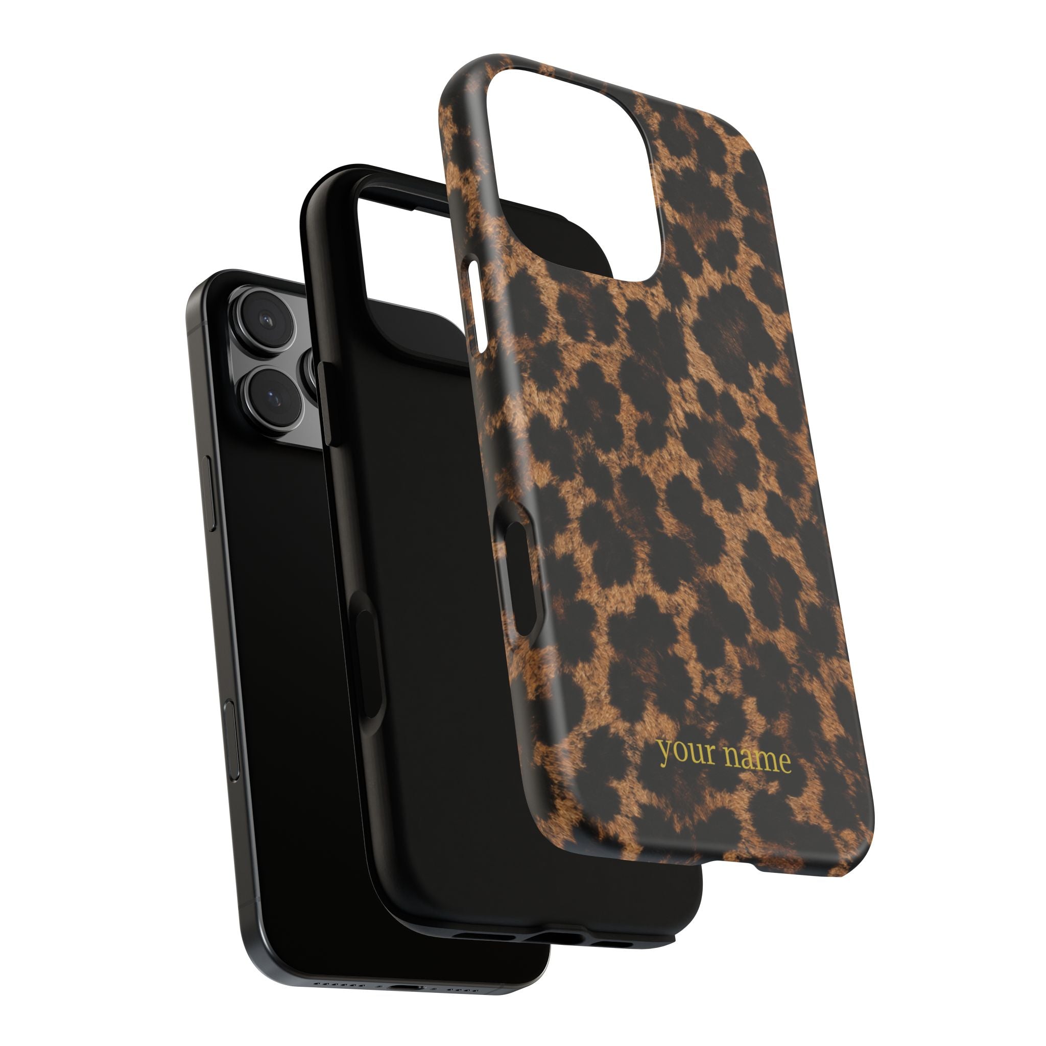 Leopard Print Phone Case — Personalized "your name" Monogram Tough Case