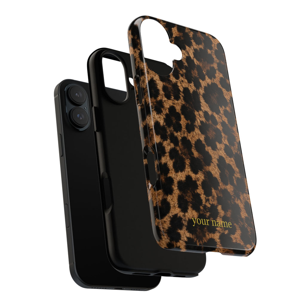 Leopard Print Phone Case — Personalized "your name" Monogram Tough Case
