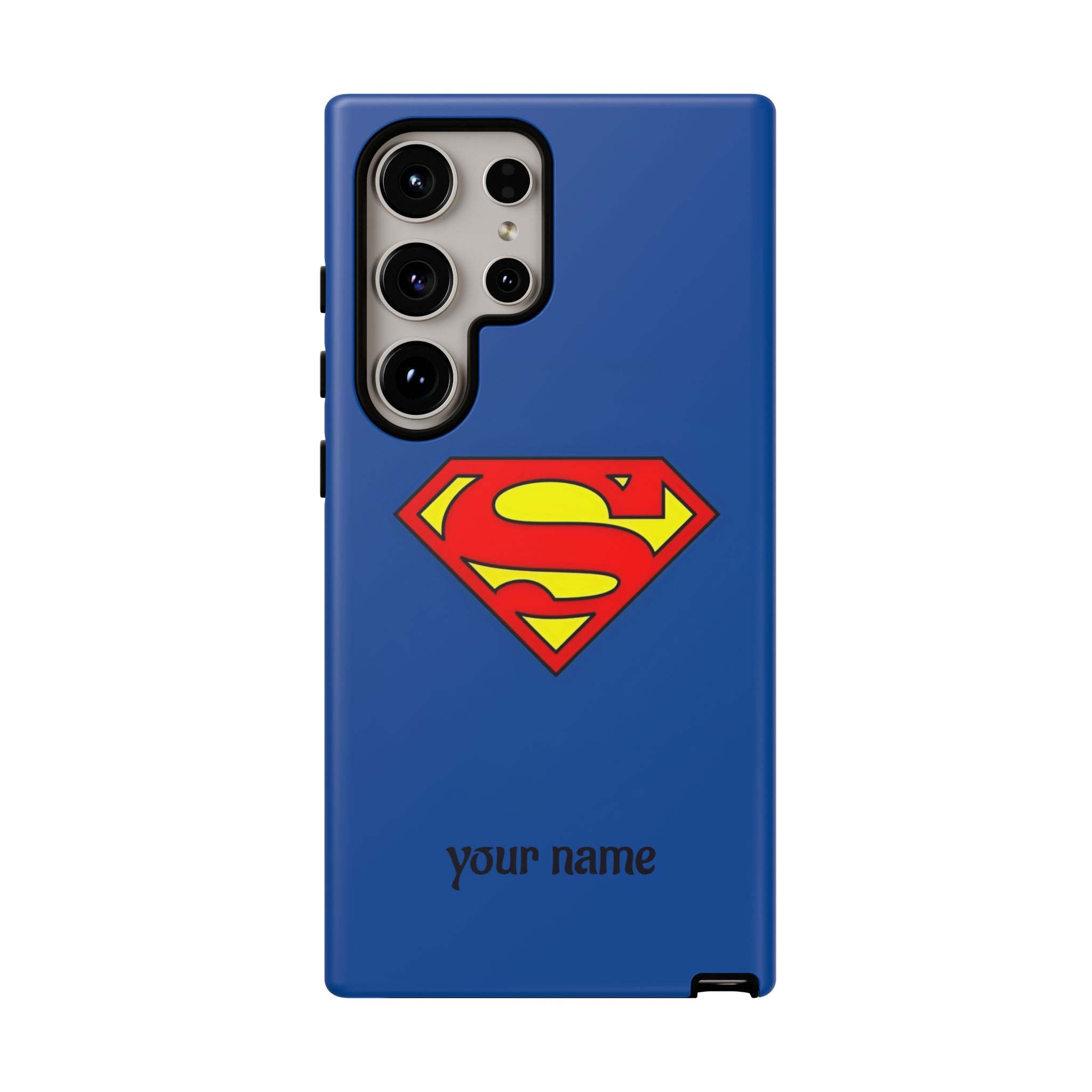 Personalized Superhero Phone Case — Custom Name Blue Protective Cover