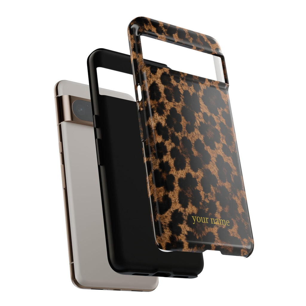 Leopard Print Phone Case — Personalized "your name" Monogram Tough Case
