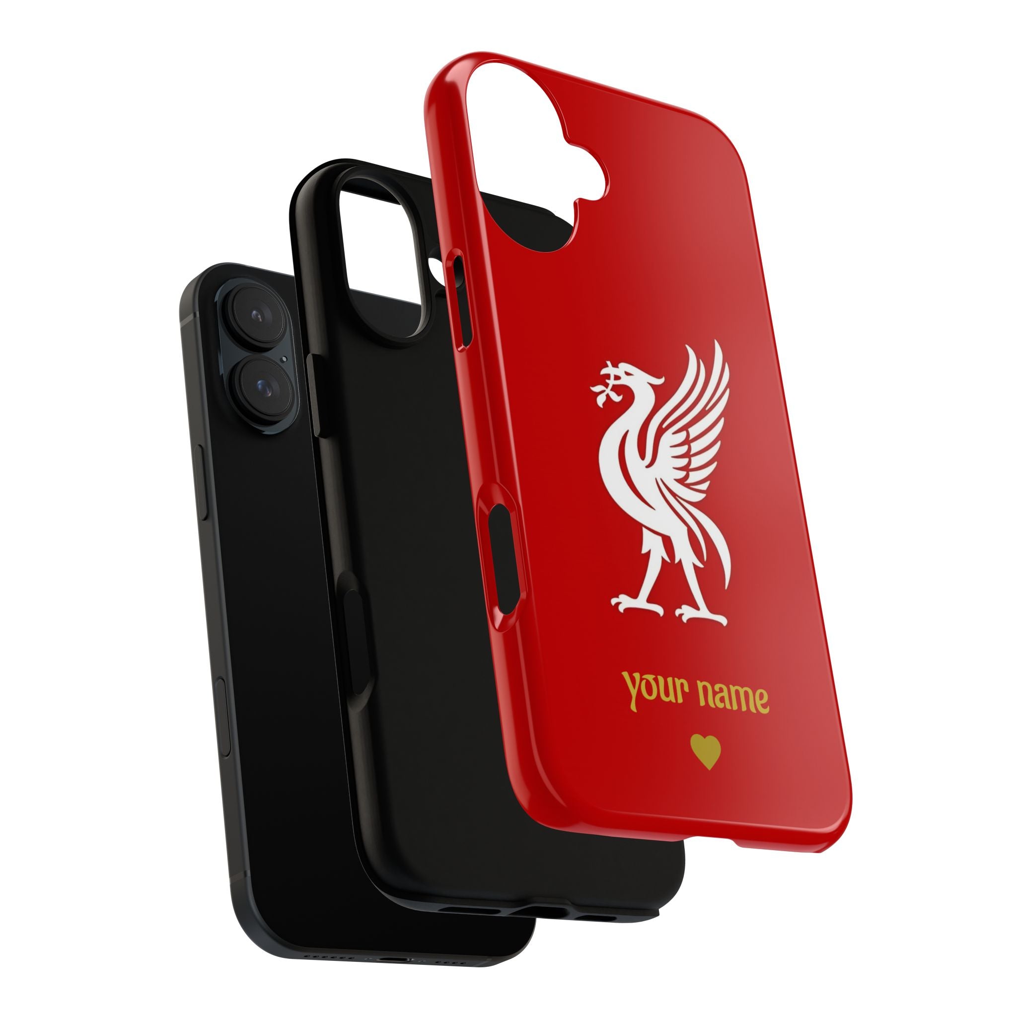 Personalized Red Phone Case — Liverbird Design with Custom Name