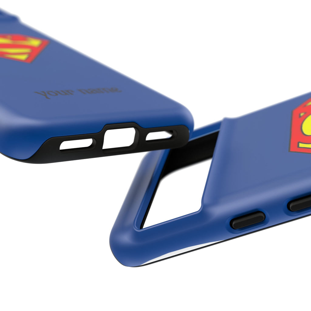 Personalized Superhero Phone Case — Custom Name Blue Protective Cover