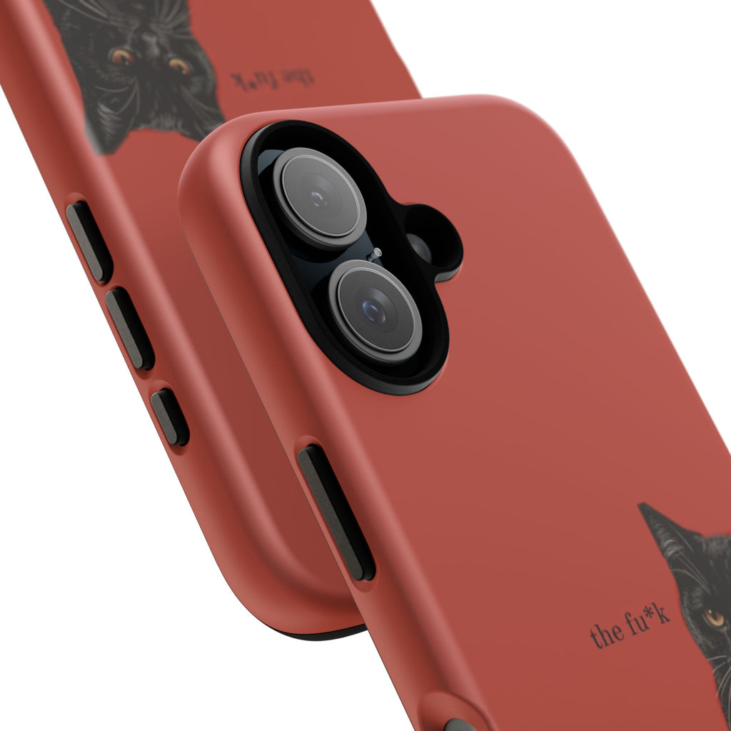 Black Cat Coffee Phone Case – Red Matte Protective Tough Case