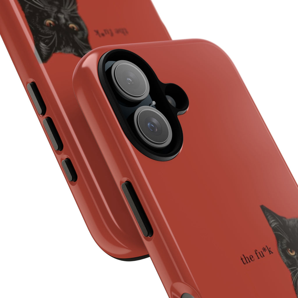Black Cat Coffee Phone Case – Red Matte Protective Tough Case