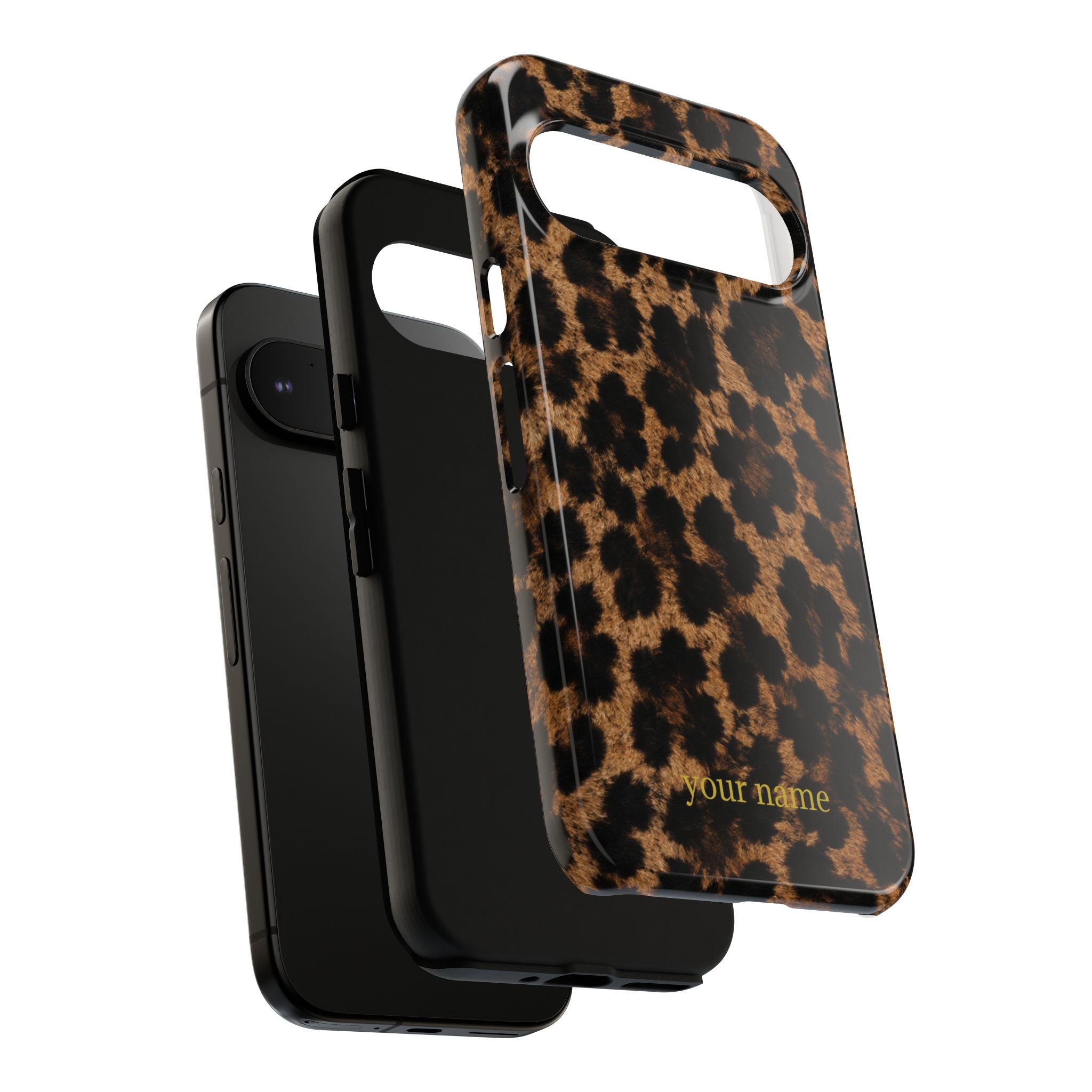 Leopard Print Phone Case — Personalized "your name" Monogram Tough Case