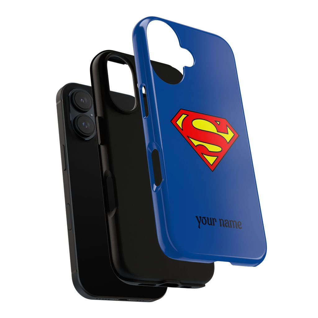 Personalized Superhero Phone Case — Custom Name Blue Protective Cover
