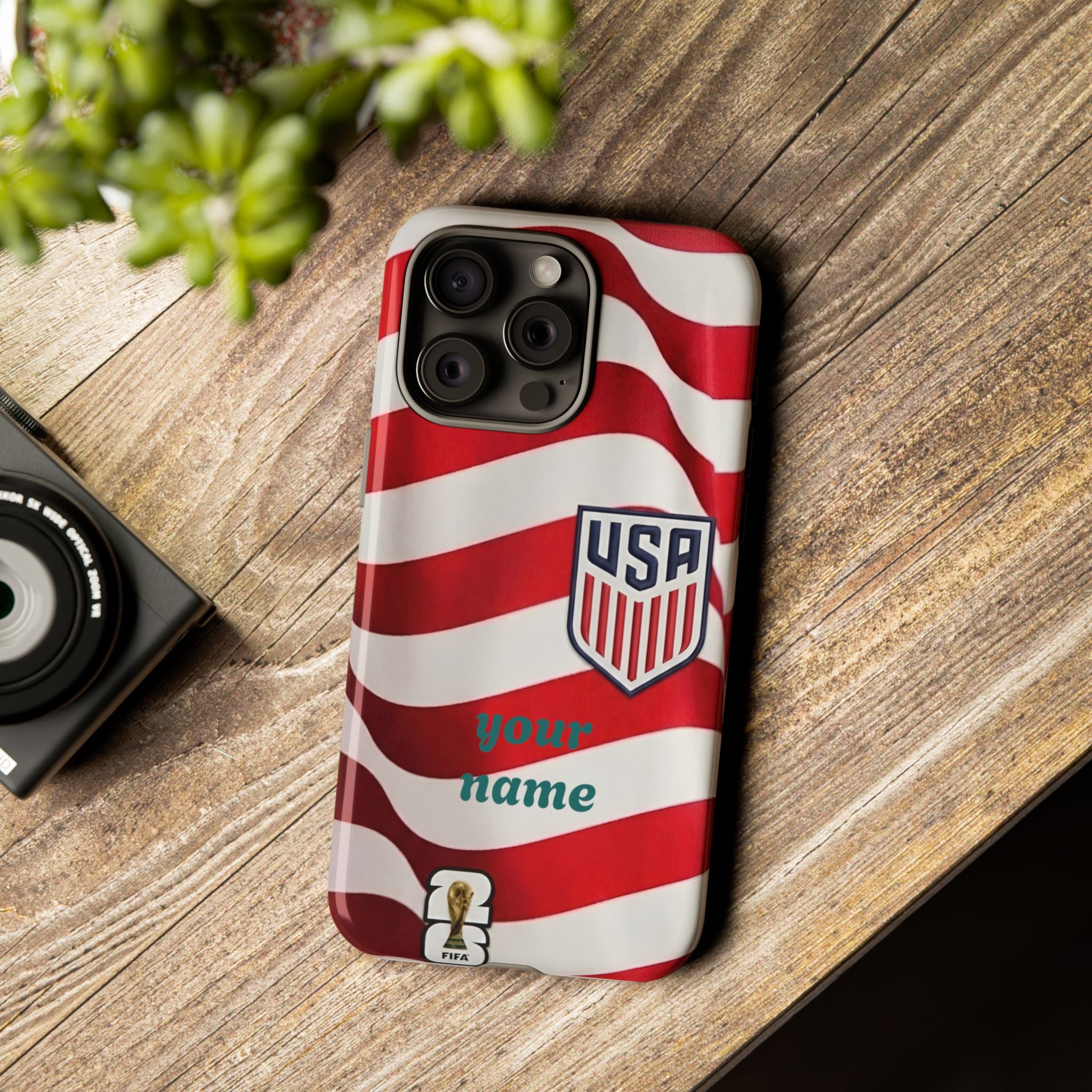 USA Flag Personalized Tough Phone Case — Custom Name