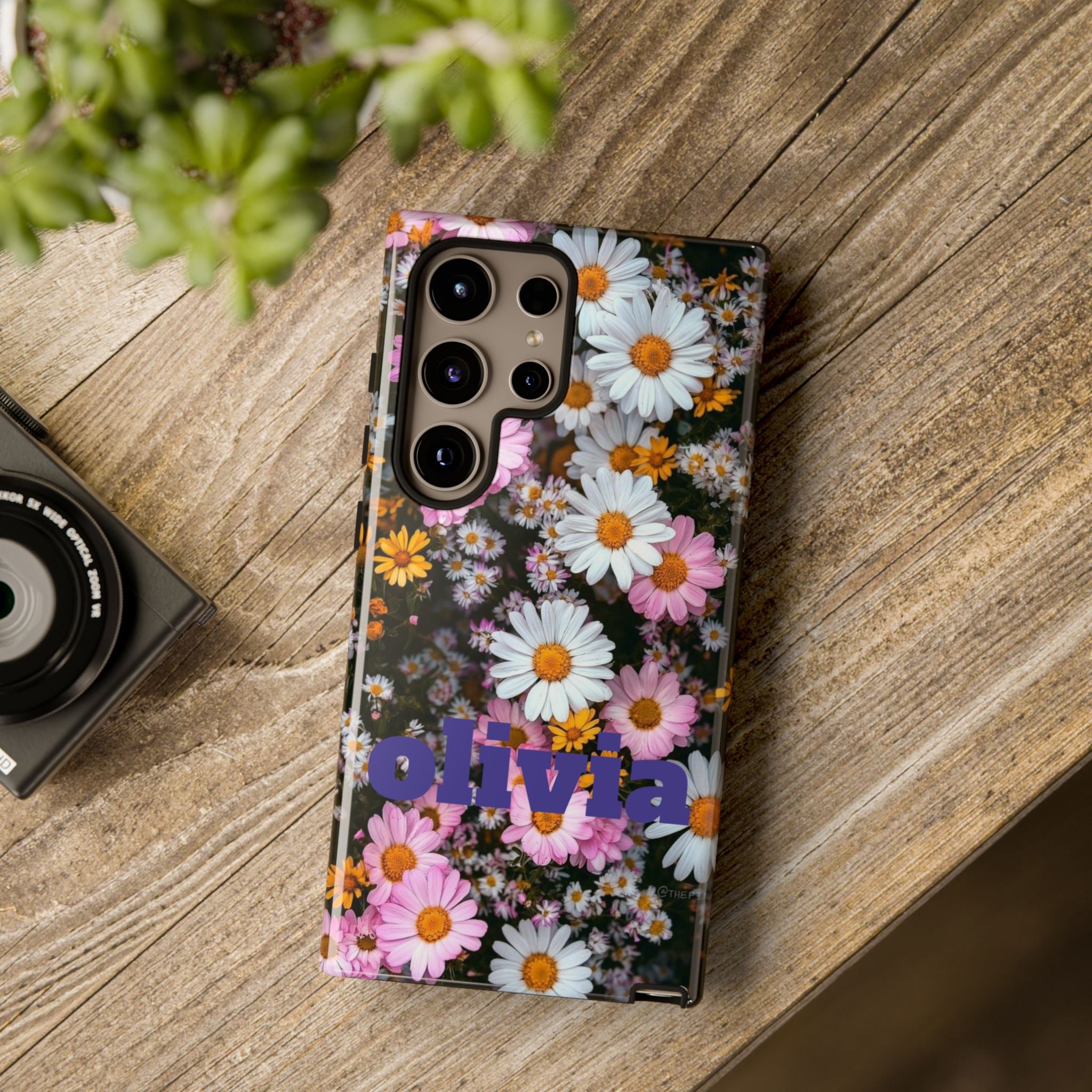 Personalized Floral Phone Case — Daisies Pattern with Custom Name