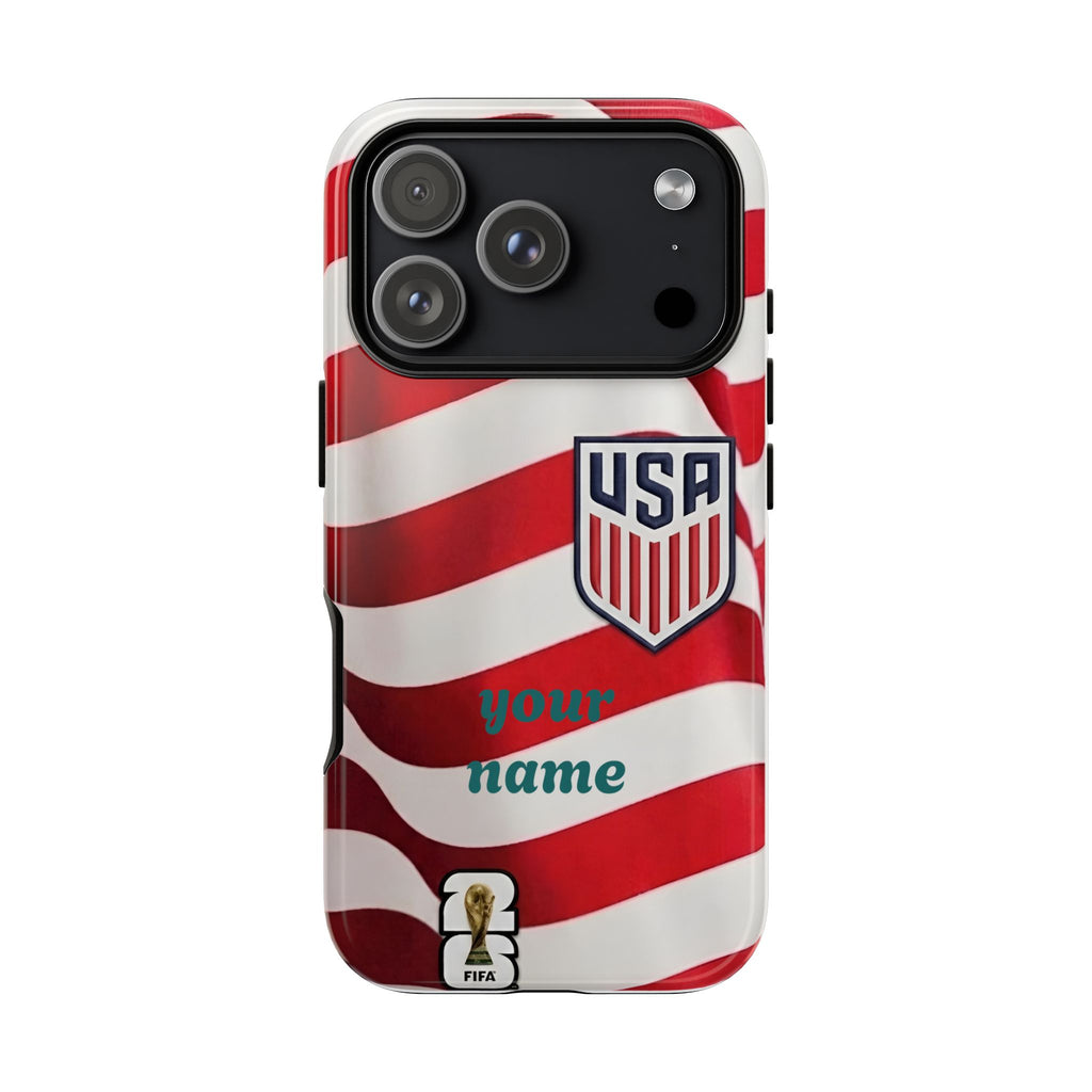 USA Flag Personalized Tough Phone Case — Custom Name