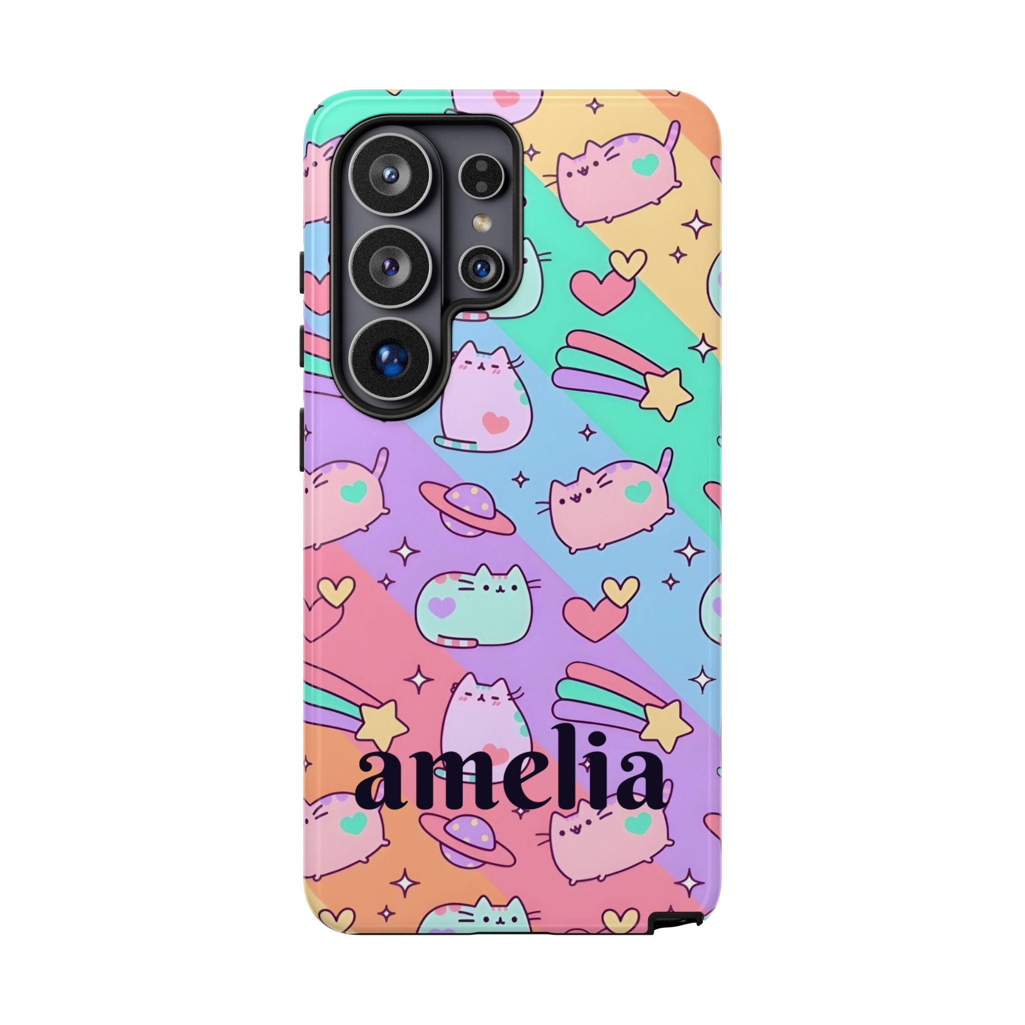 Cute Pastel Kawaii Cat Phone Case — Personalized "your name"